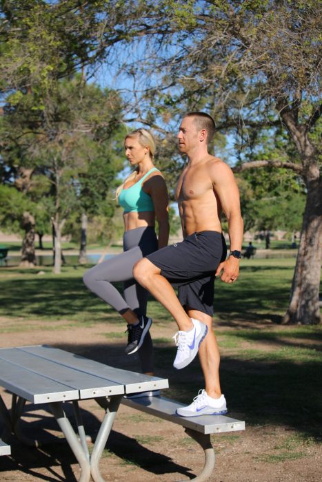 Sara & Ryan working out outdoors