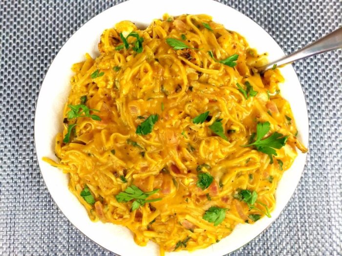 Pumpkin Pasta with Roasted Cauliflower